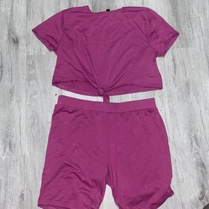 Purple/Pink Biker Short Set